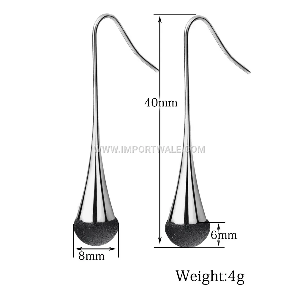 Frosted Teardrop Stainless Steel Stud Earrings