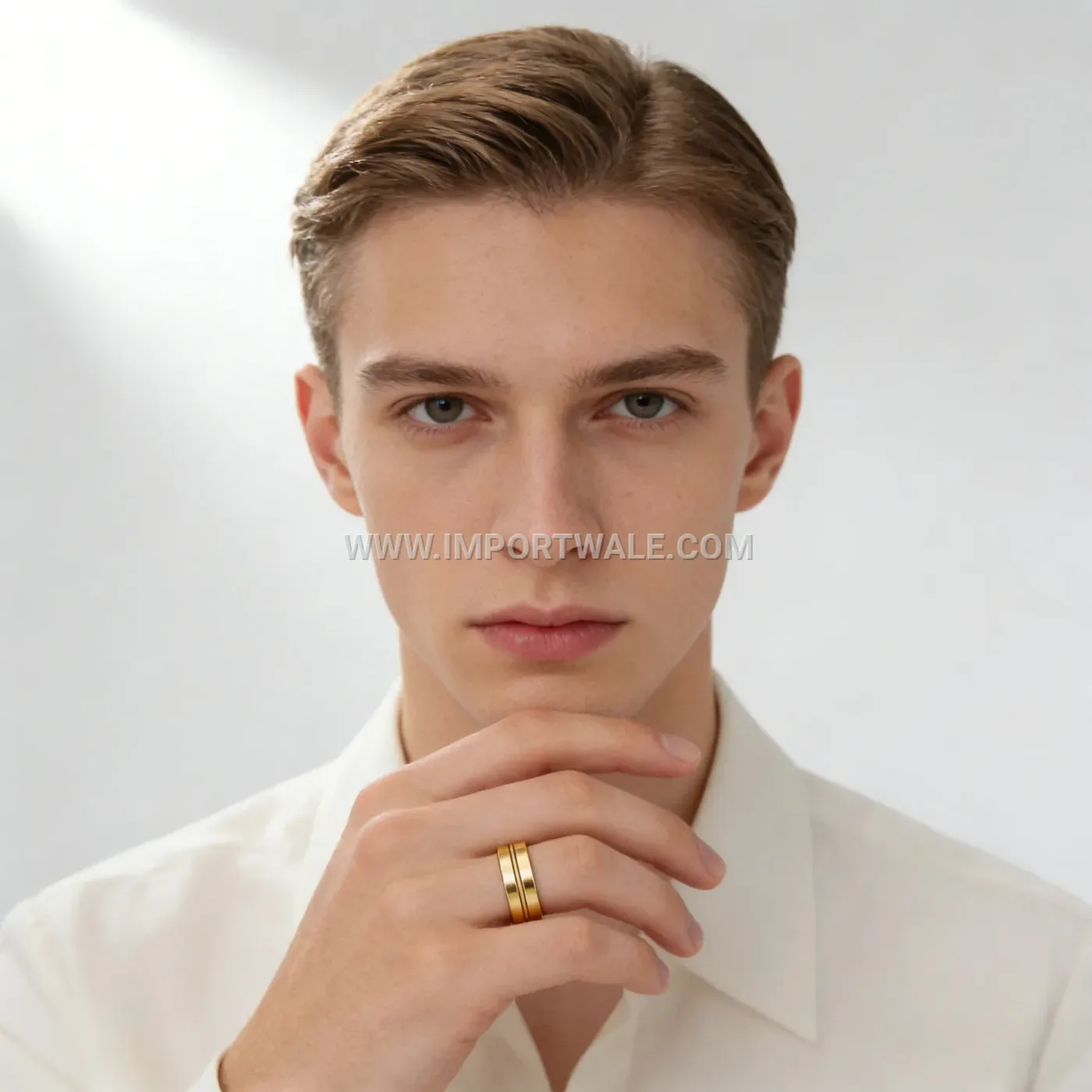 Polished Geometric Stainless Steel Plated Band Ring