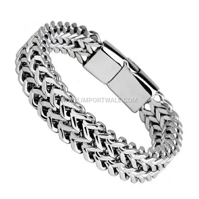 Braided Leather Mobius Ring Chain Cuff Bracelet