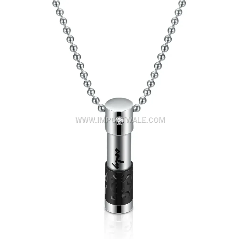 Openable Stainless Steel Cylindrical Aromatherapy Essential Oil Bottle Pendant Necklace