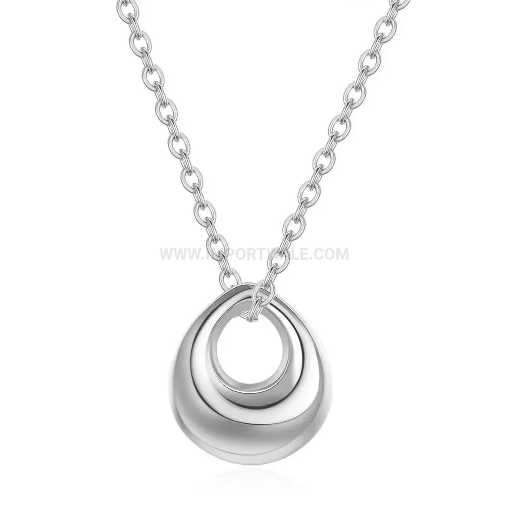 Hollow Teardrop Stainless Steel Pendant Necklace