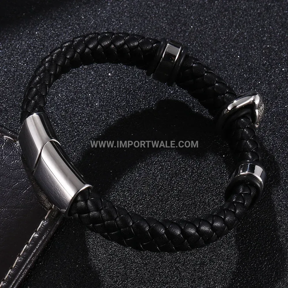Two-Tone Geometric Titanium Steel Men's Magnetic Bracelet
