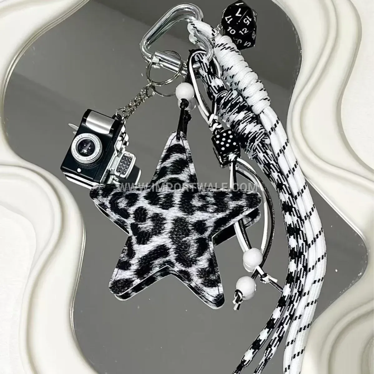 Leopard Print Leather Heart and Star Bag Charm