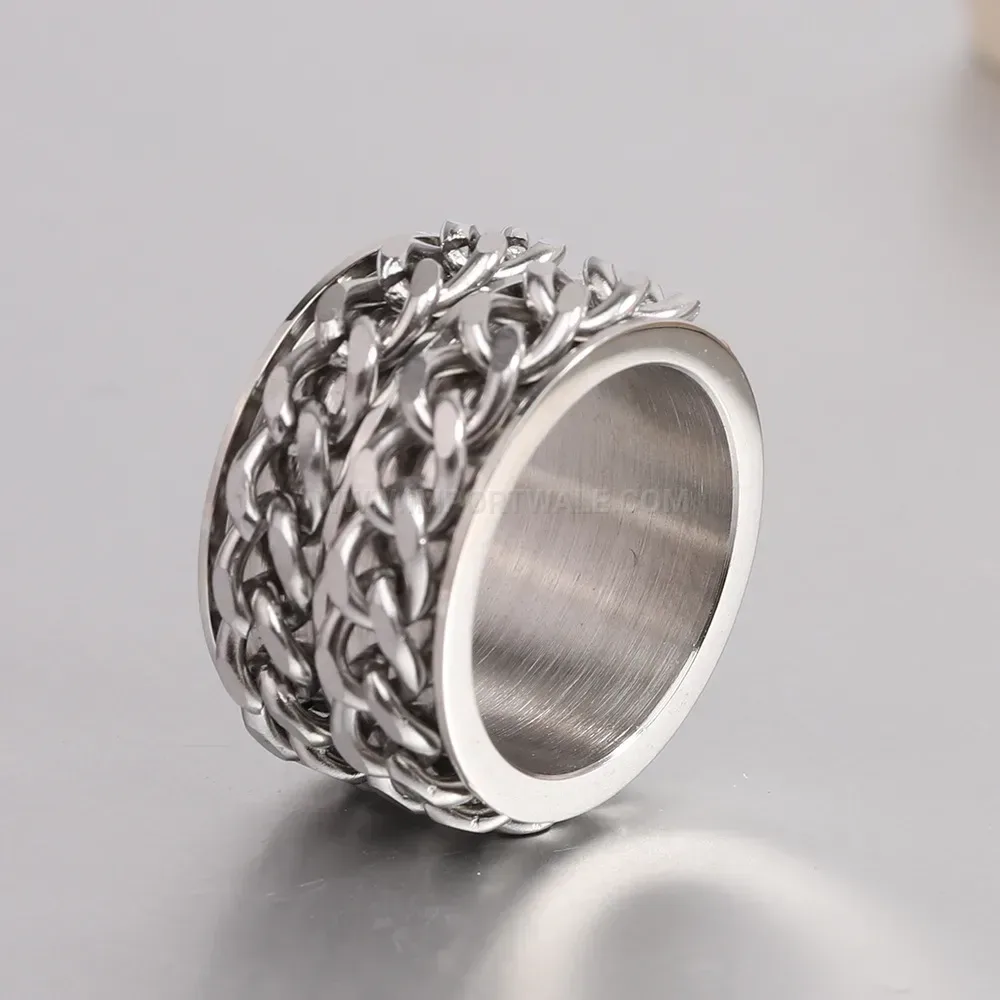 Bold Vintage Double Row Chain Link Stainless Steel Band