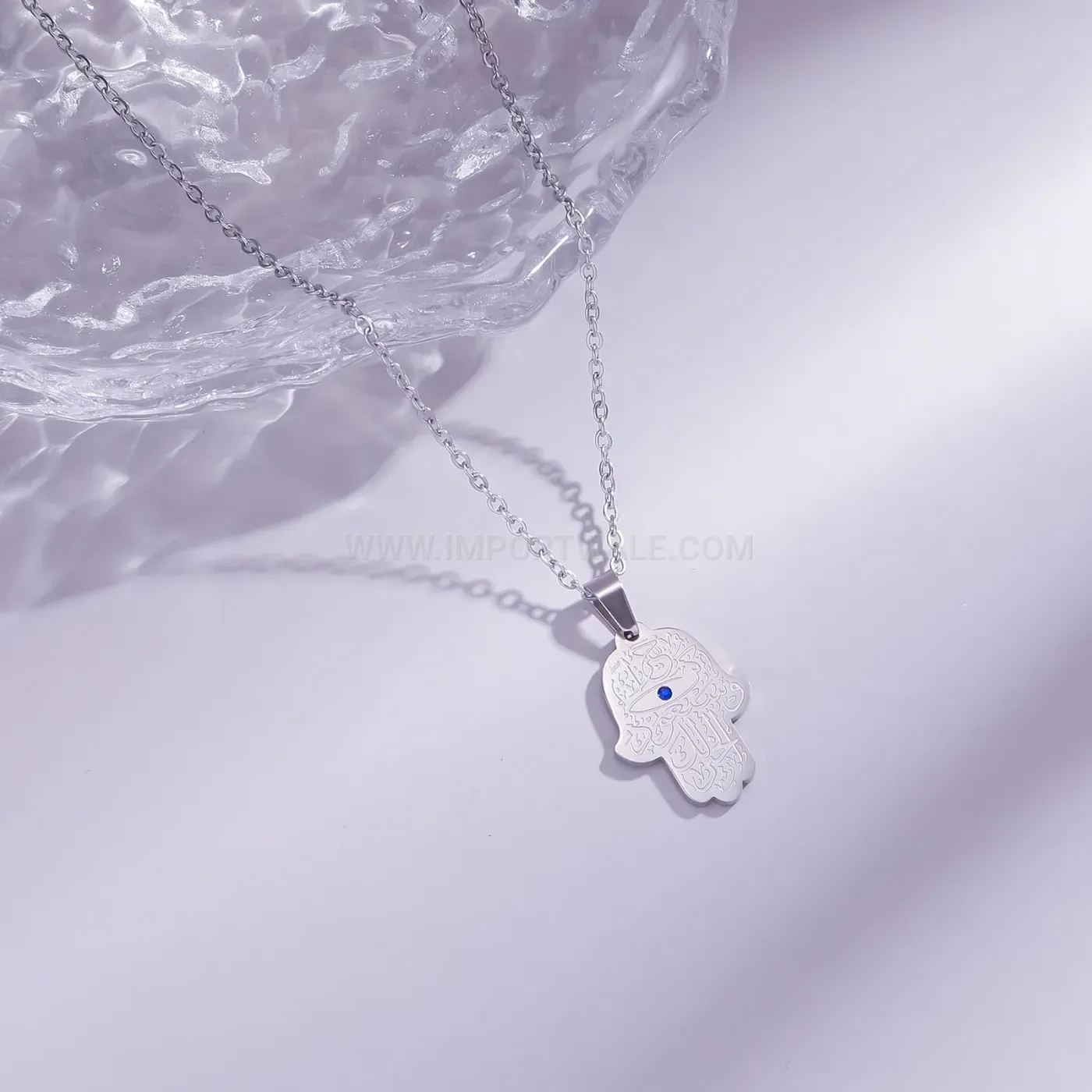 Bold Stainless Steel Arabic Calligraphy Pendant Necklace