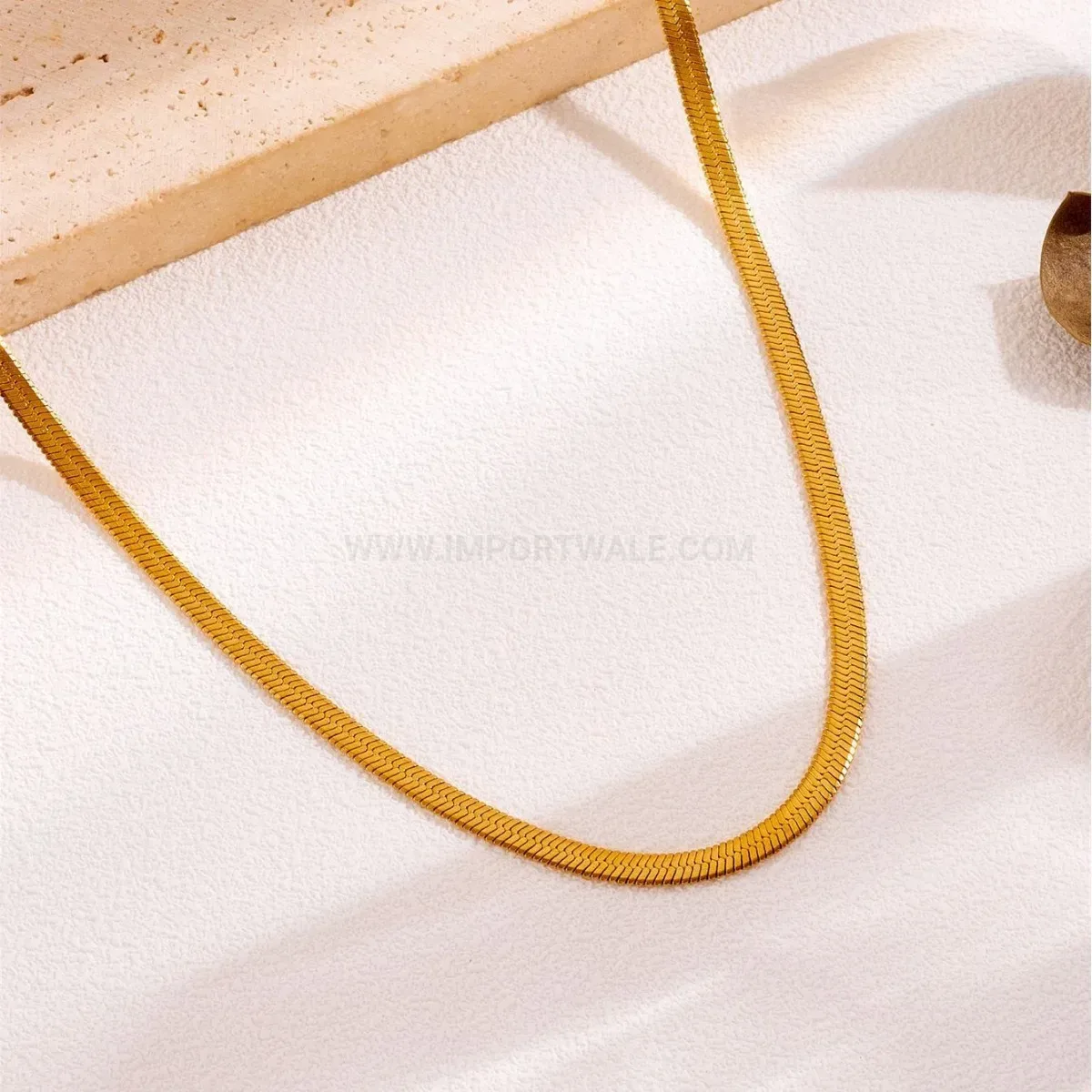 Elegant Minimalist Gold Titanium Steel Snake Chain Necklace