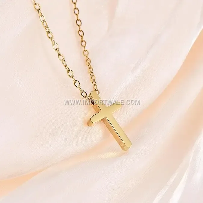 Minimalist Stainless Steel Cross Pendant Link Chain Necklace