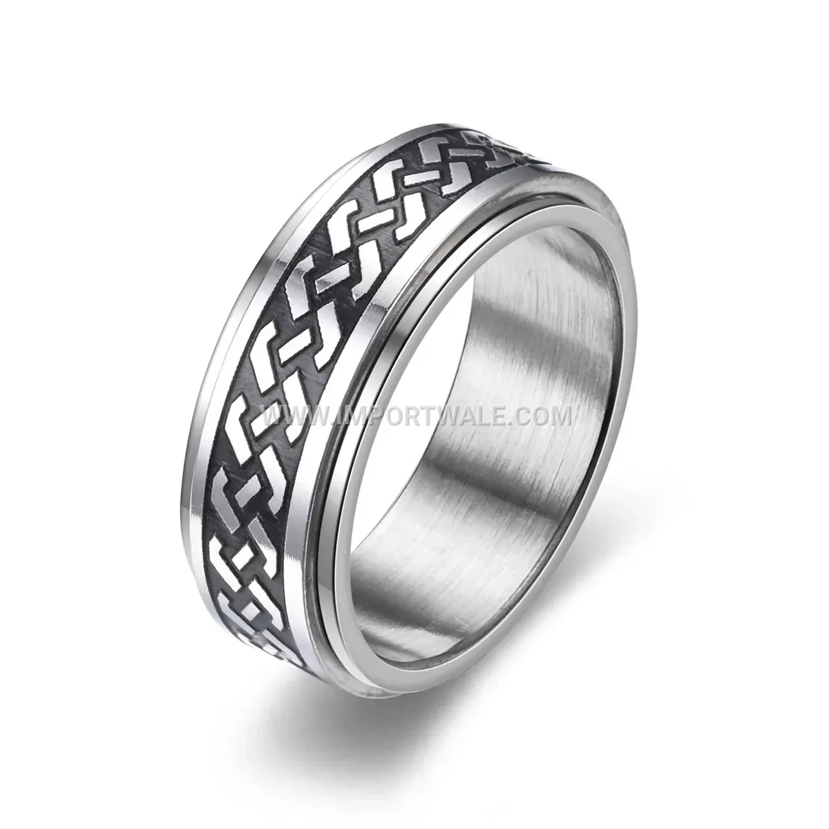 Spinner Stainless Steel Hand Motif Relief Ring