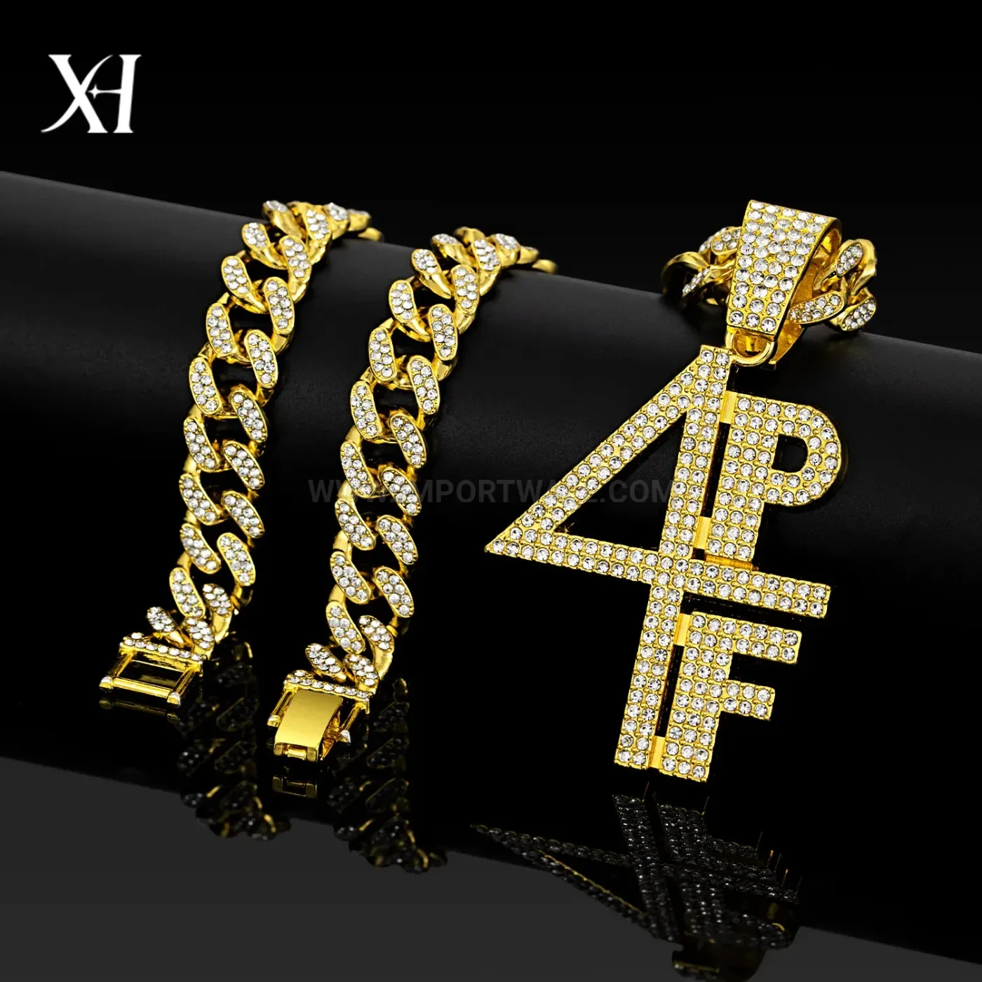 Iced Lucky Number Cross Pendant with Cuban Link Chain