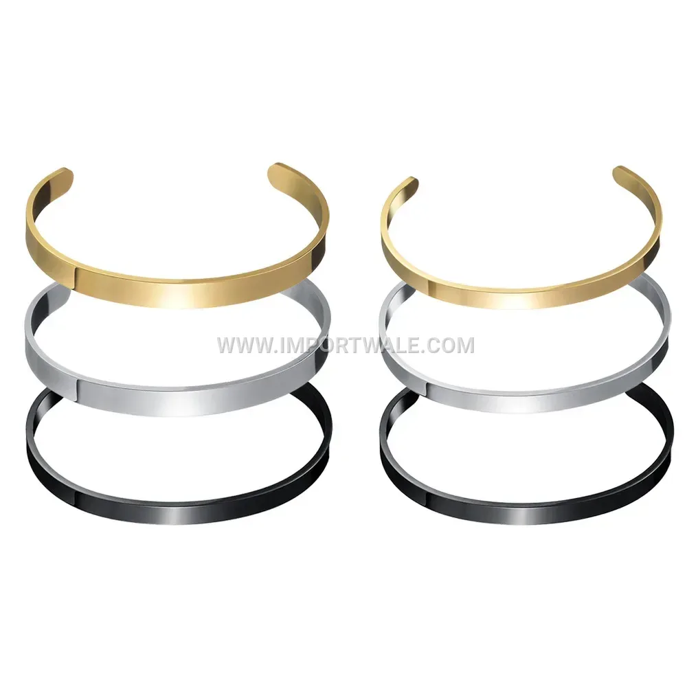 Minimalist Open C Shape Titanium Steel Bangle
