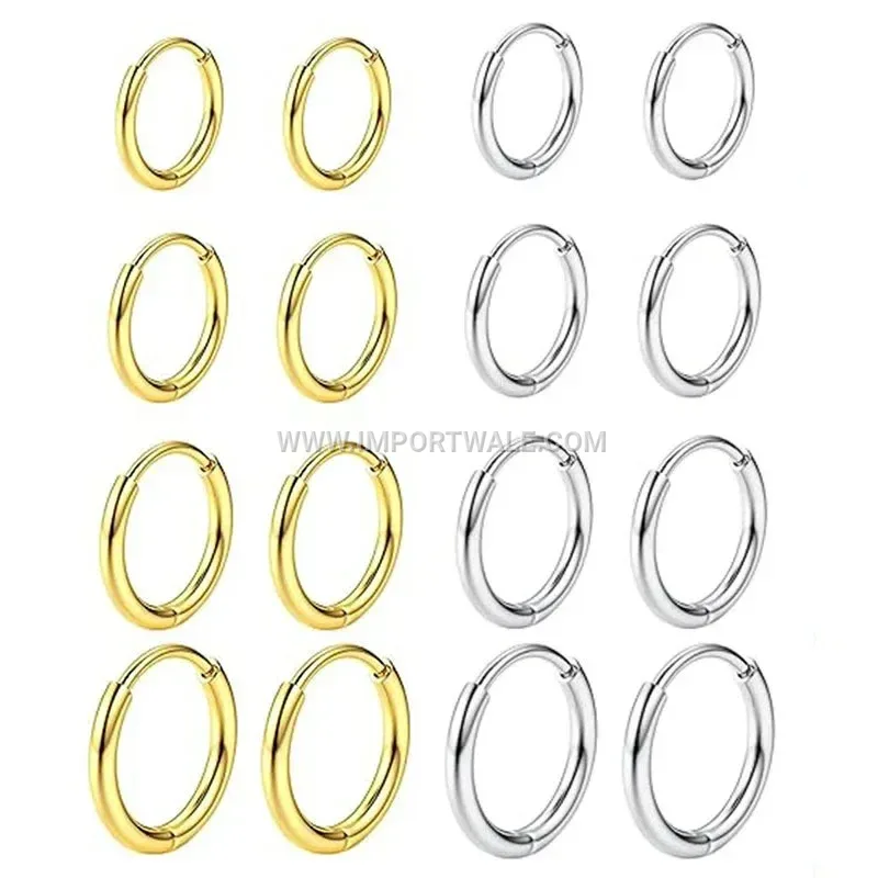 Classic Stainless Steel 18K Gold Plated Hoop Earrings
