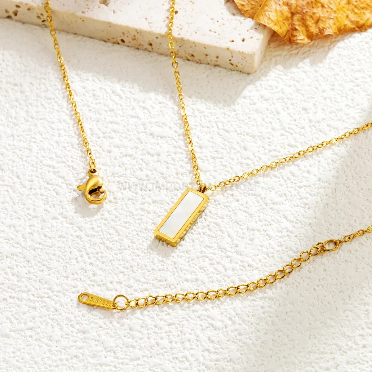 Premium Gold Stainless Steel Bead Chain Geometric Clavicle Necklace