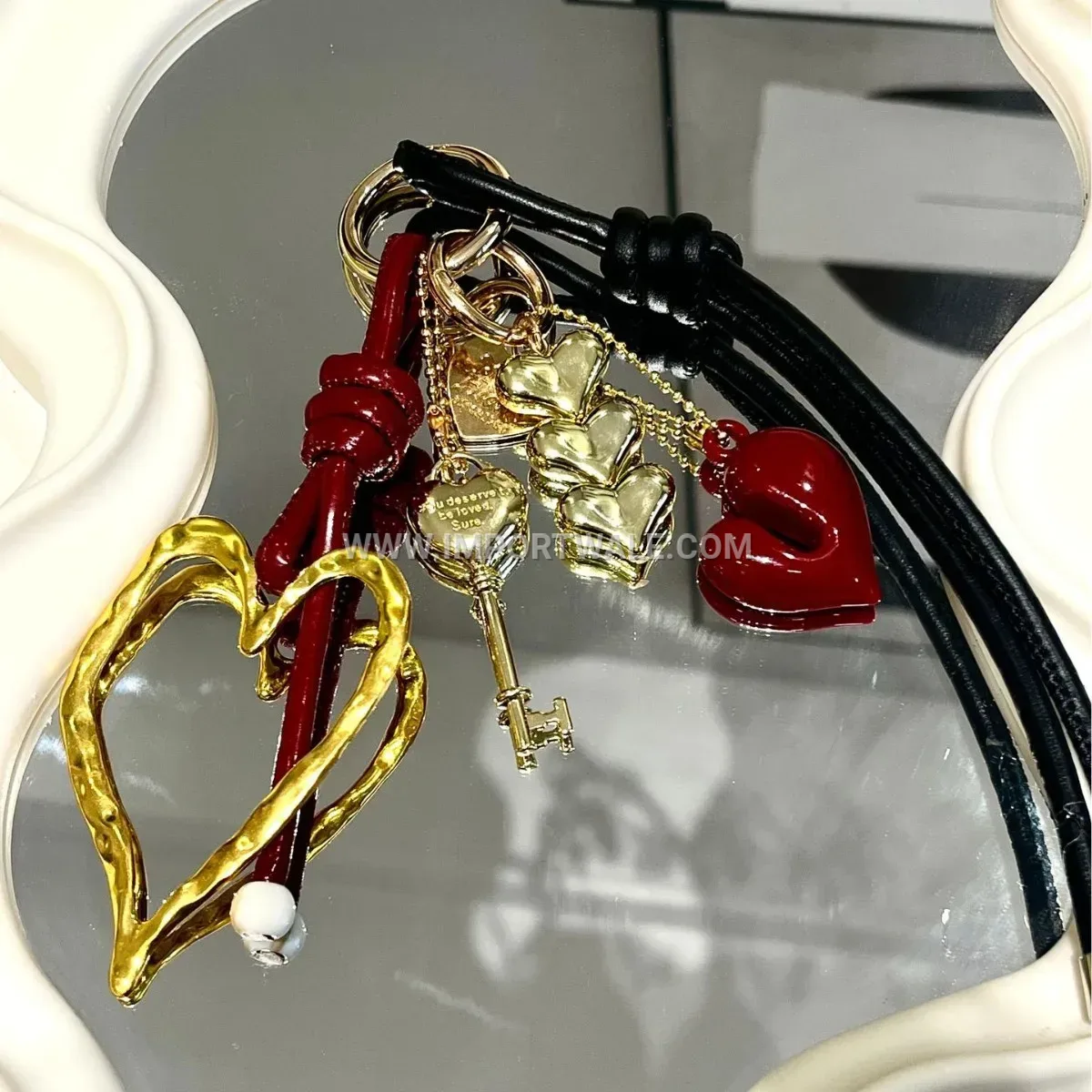 Irregular Metal Heart Bag Charm Keychain