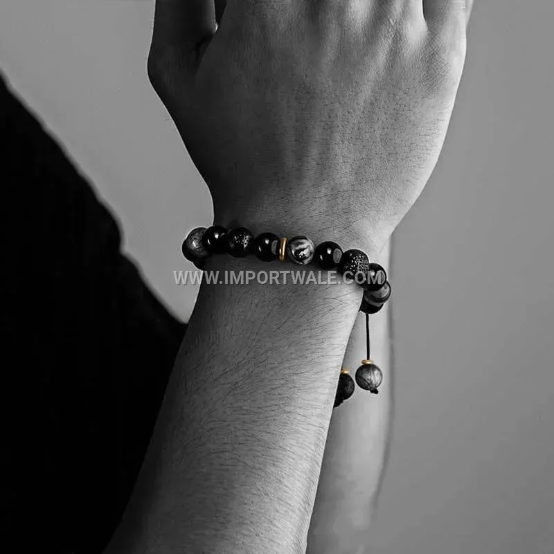 Tricolor Geometric PU Leather Wave Charm Bracelet