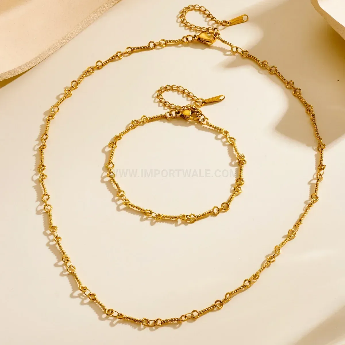 Premium Gold Plated Stainless Steel Twisted Chain Jewelry Set
