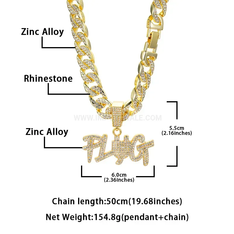 Iced Out Plug Motif Alloy Hip Hop Pendant