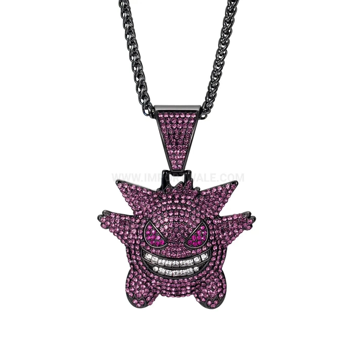 Iced Out Cartoon Character Alloy Pendant Wheat Chain Necklace