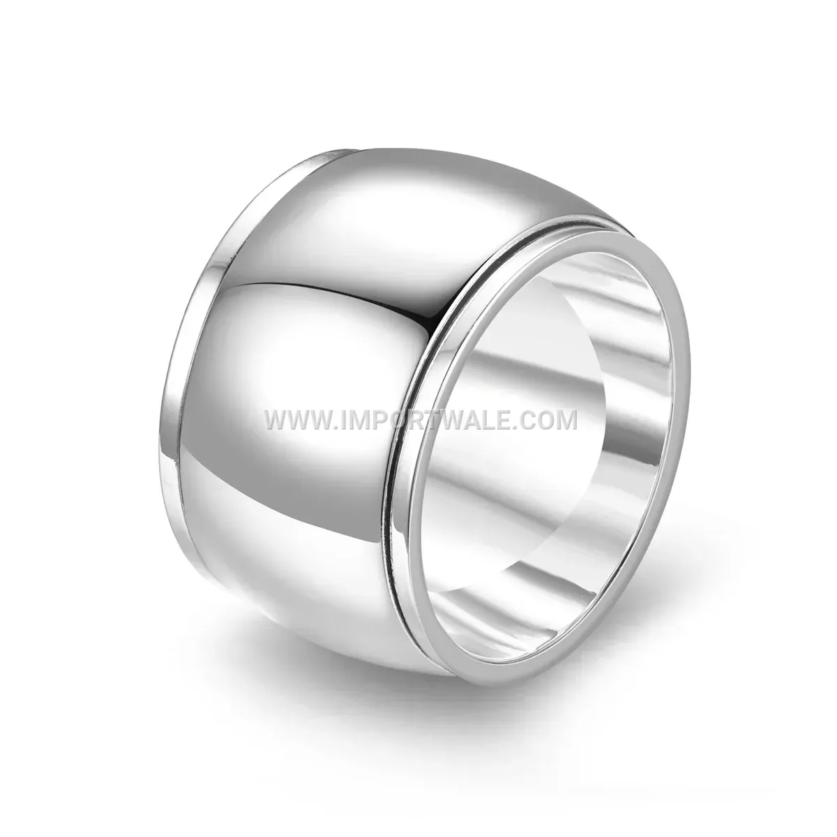 Wide Curved Silver Plated Spinner Band Ring