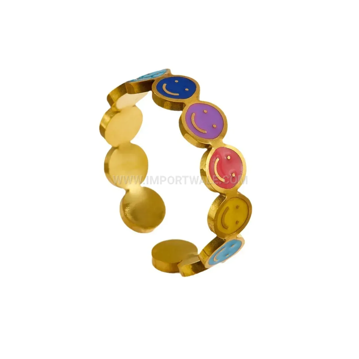 Colorful Floral Charm Titanium Steel Open Ring