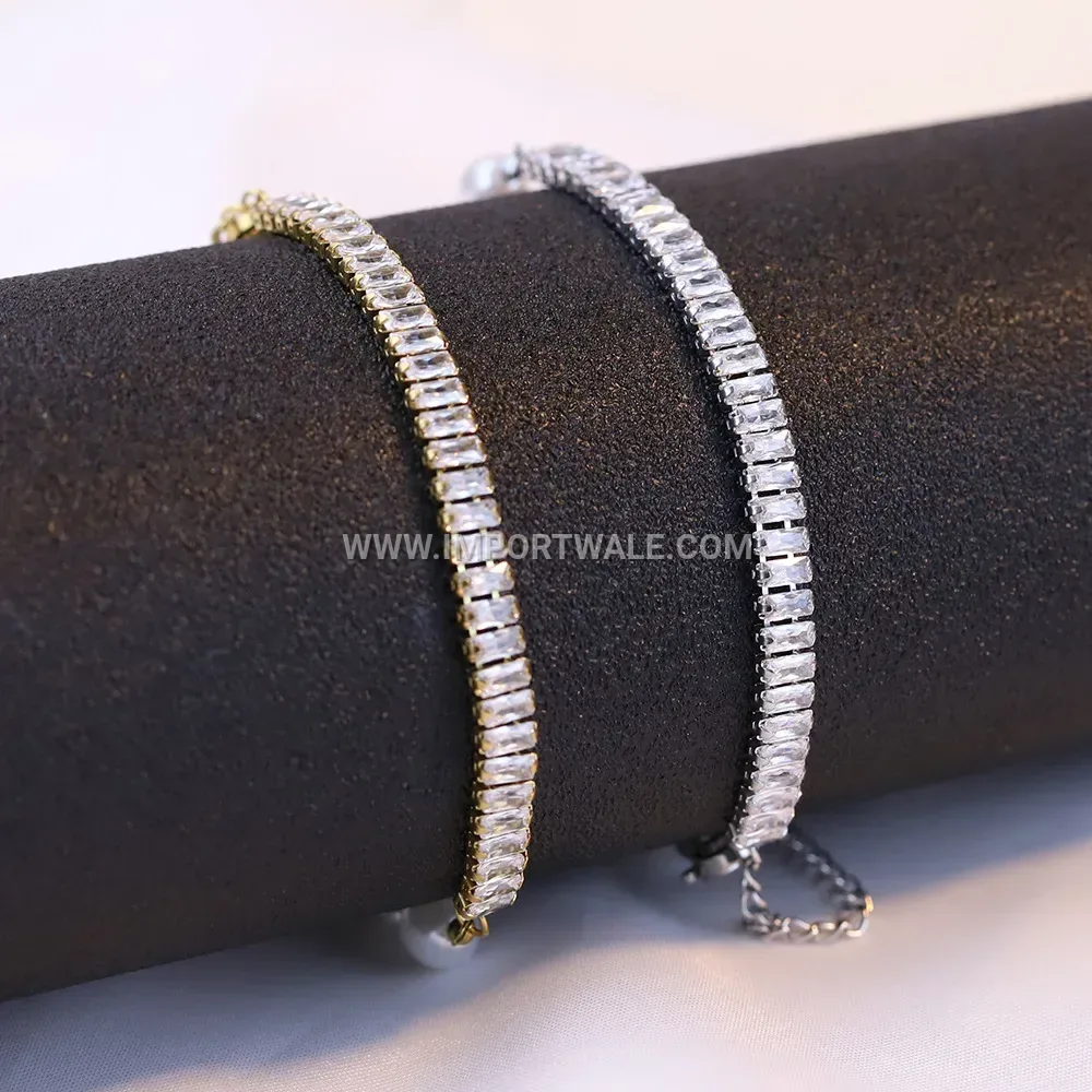 Faux Pearl Splice Stainless Steel Cubic Zirconia Bracelet