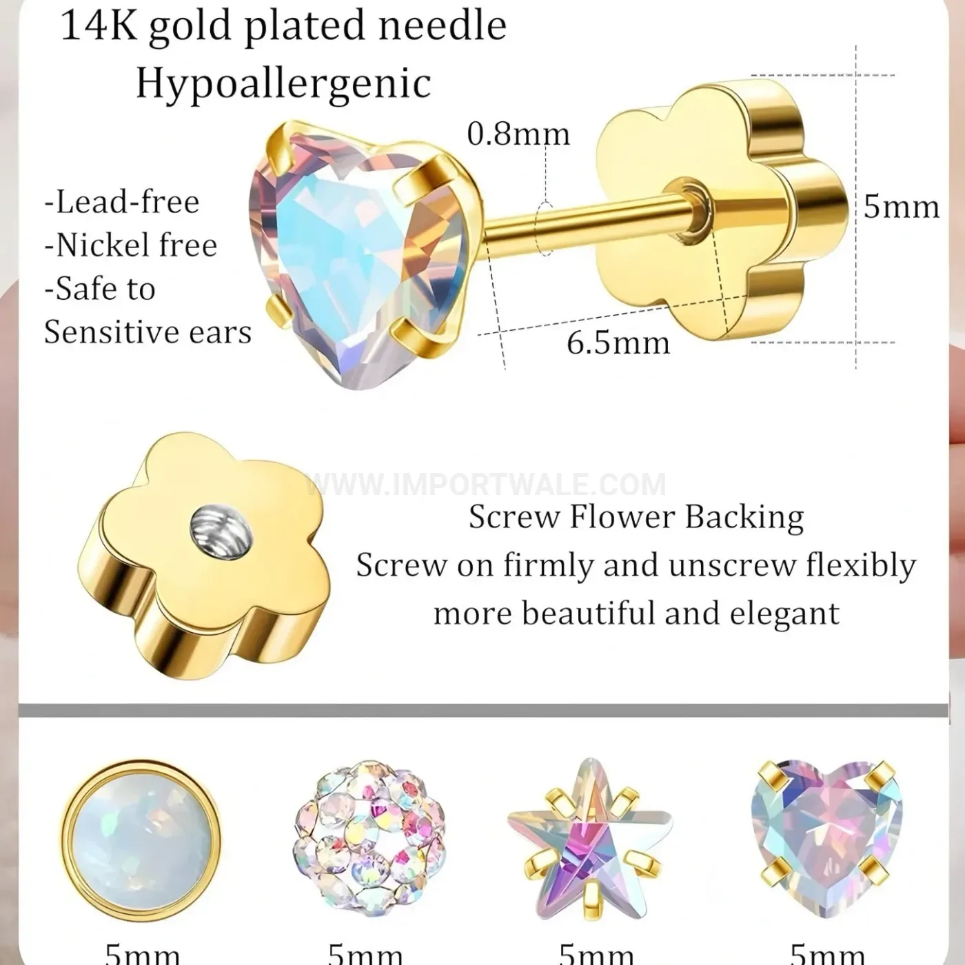 Trendy French Style Gold Plated Zircon Butterfly Opal Stud Earrings Set