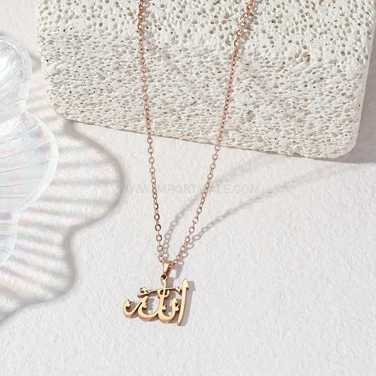 Stylish Minimalist Stainless Steel Religious Calligraphy Pendant Necklace