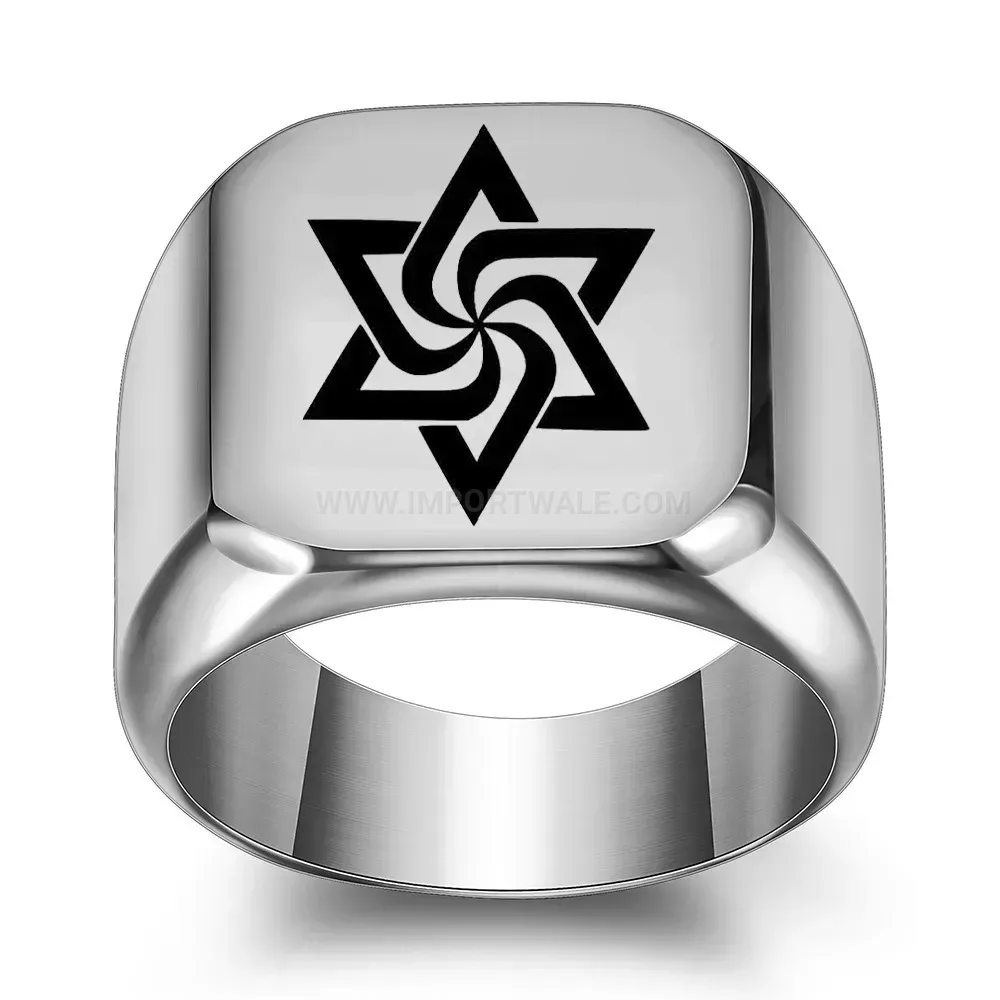 Fashion Geometric Laser Etched Square Stainless Steel Band