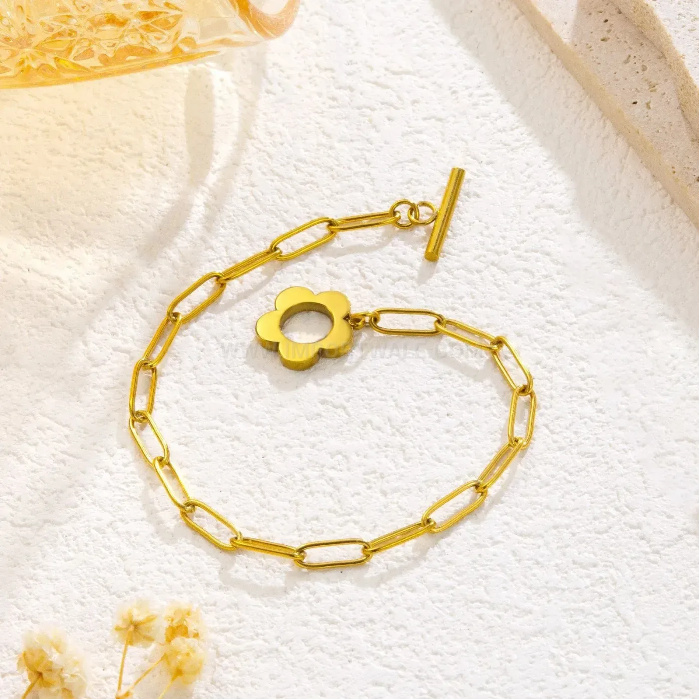 18K Gold Plated Titanium Steel Floral Jewelry Set