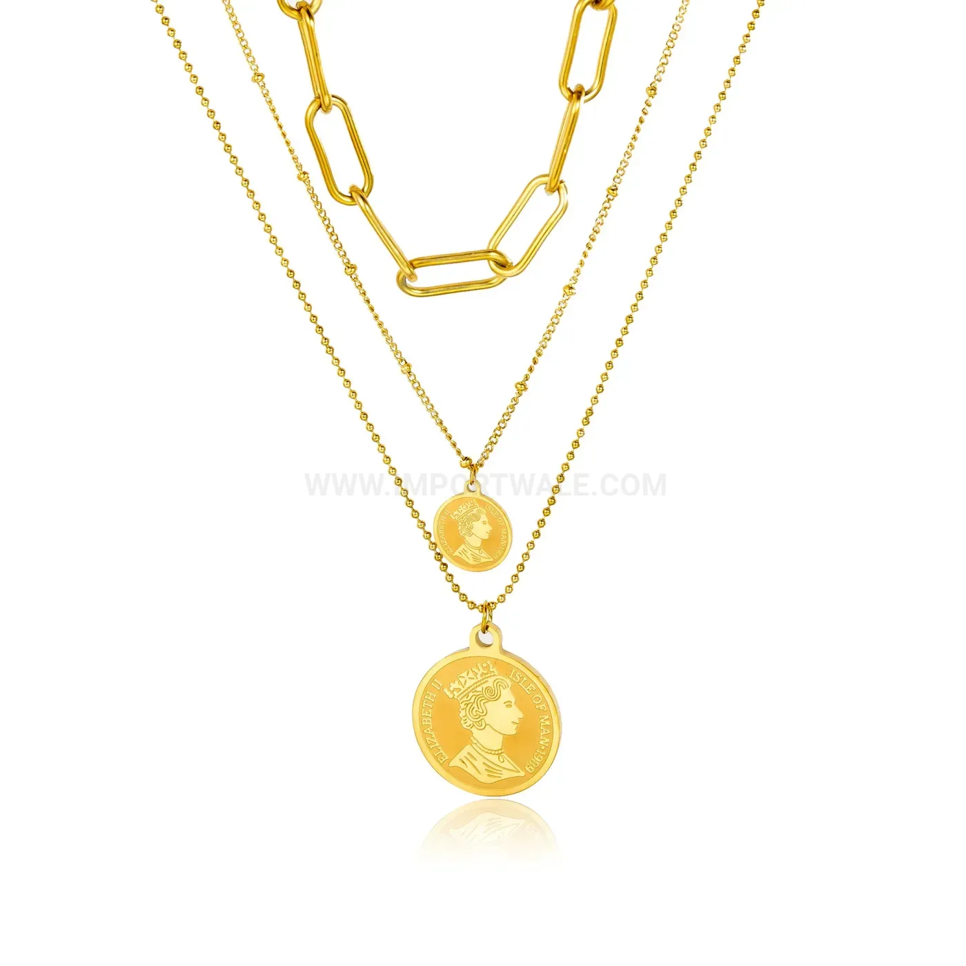 Stylish Multi Layered Titanium Steel Coin Medallion Choker Necklace