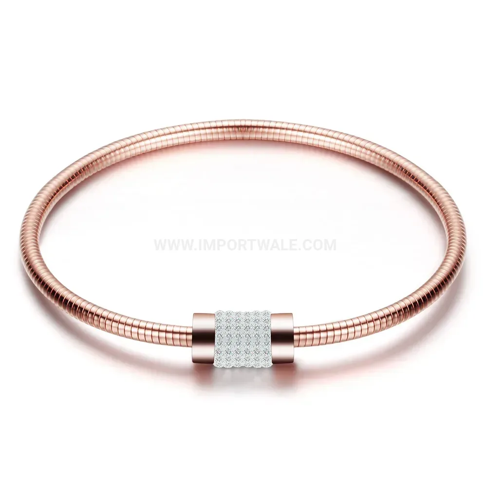 Stylish Refined Stainless Steel Snake Chain Bracelet with Crystal Accents