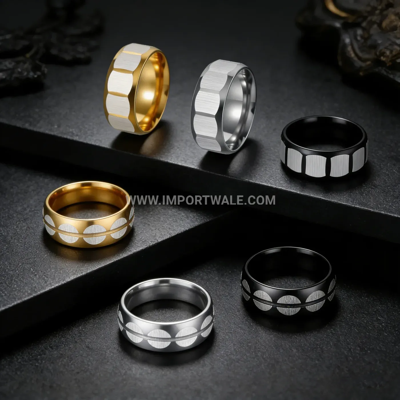 Iridescent Blue Shell Inlay Stainless Steel Ring