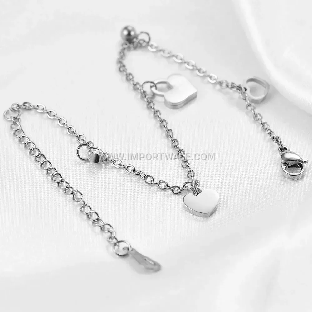 Hollow Shell Heart Pendant Stainless Steel Bracelet