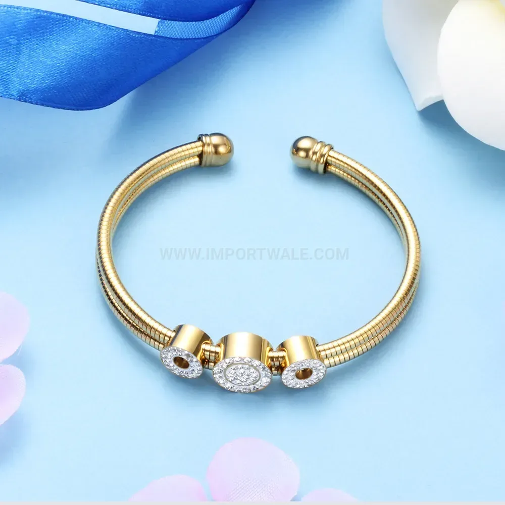 Classic Multi Strand Crystal Inlaid Snake Chain Stainless Steel Bangle
