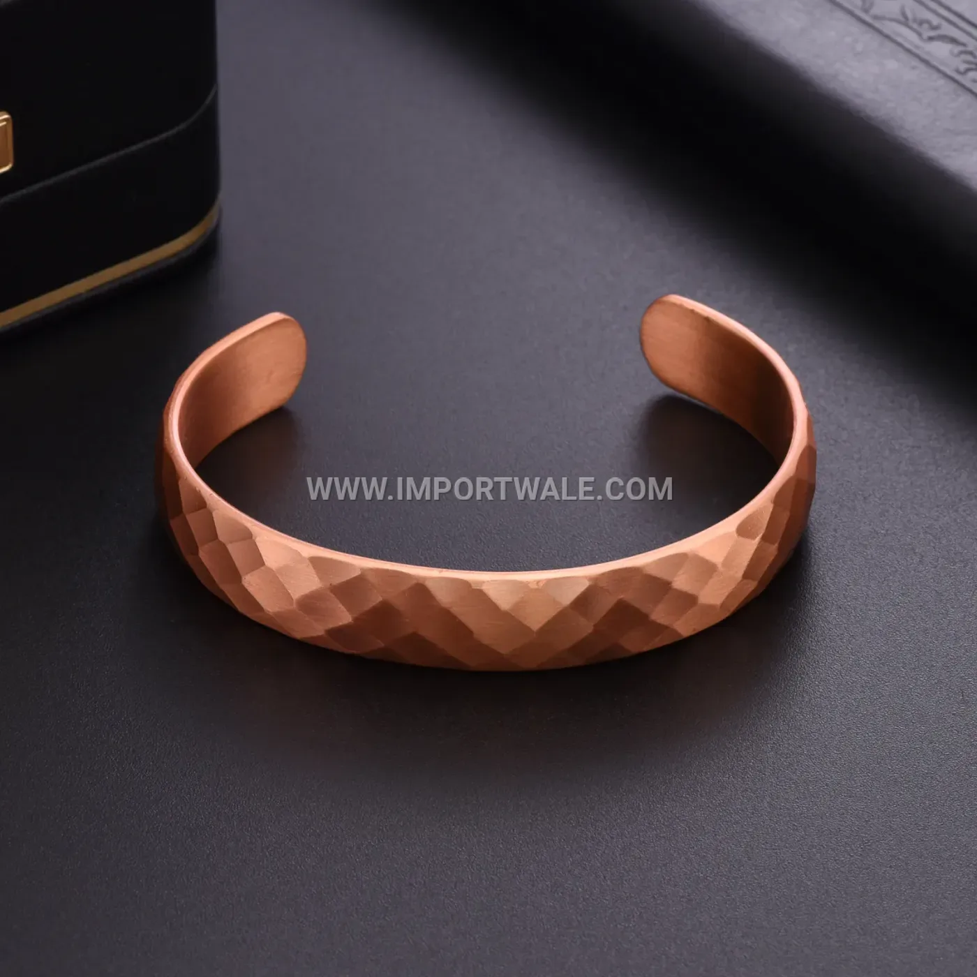 Vintage Hammered Solid Red Copper Wide Cuff Bracelet