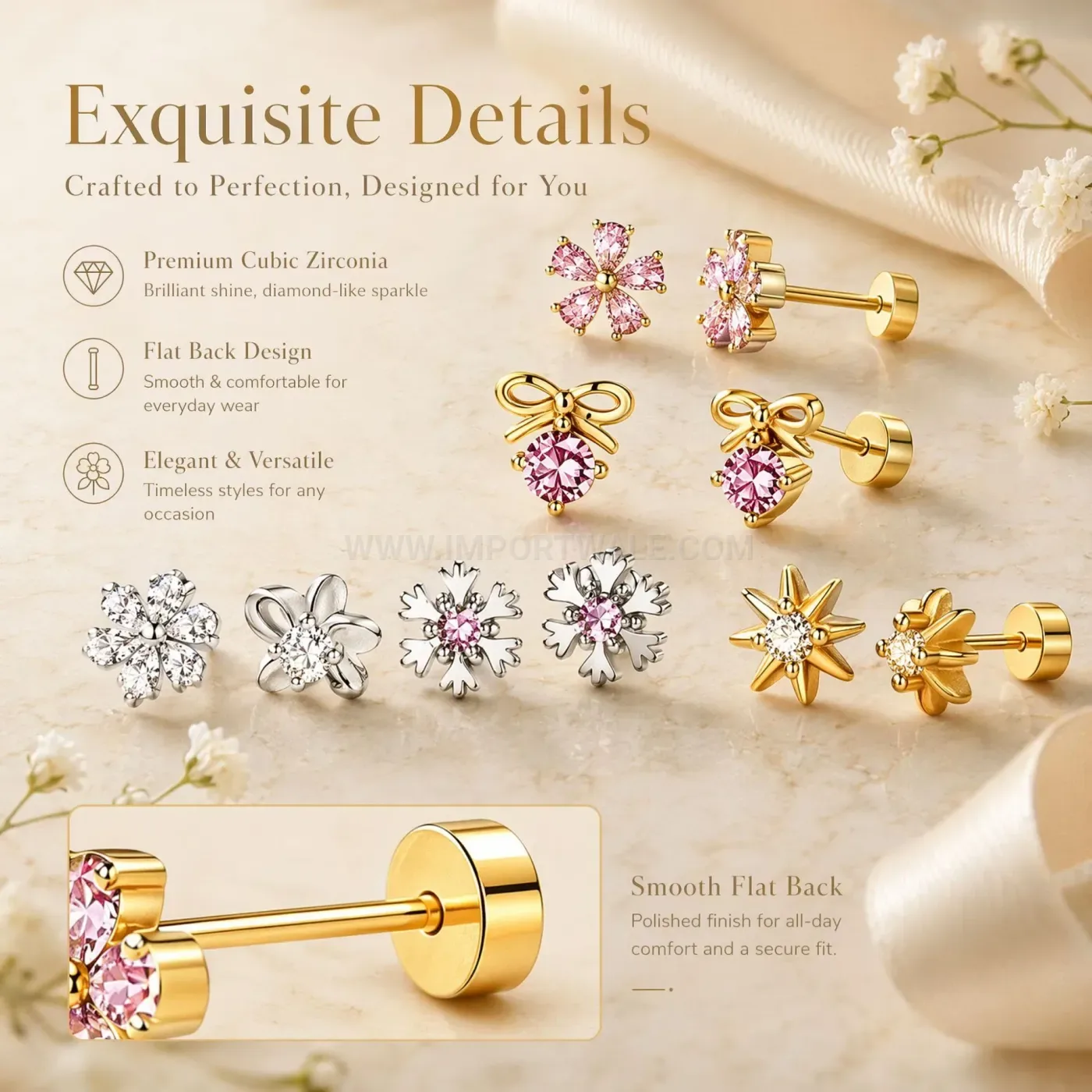 Bold Minimalist Stainless Steel Chain Cartilage Piercing Earring Set
