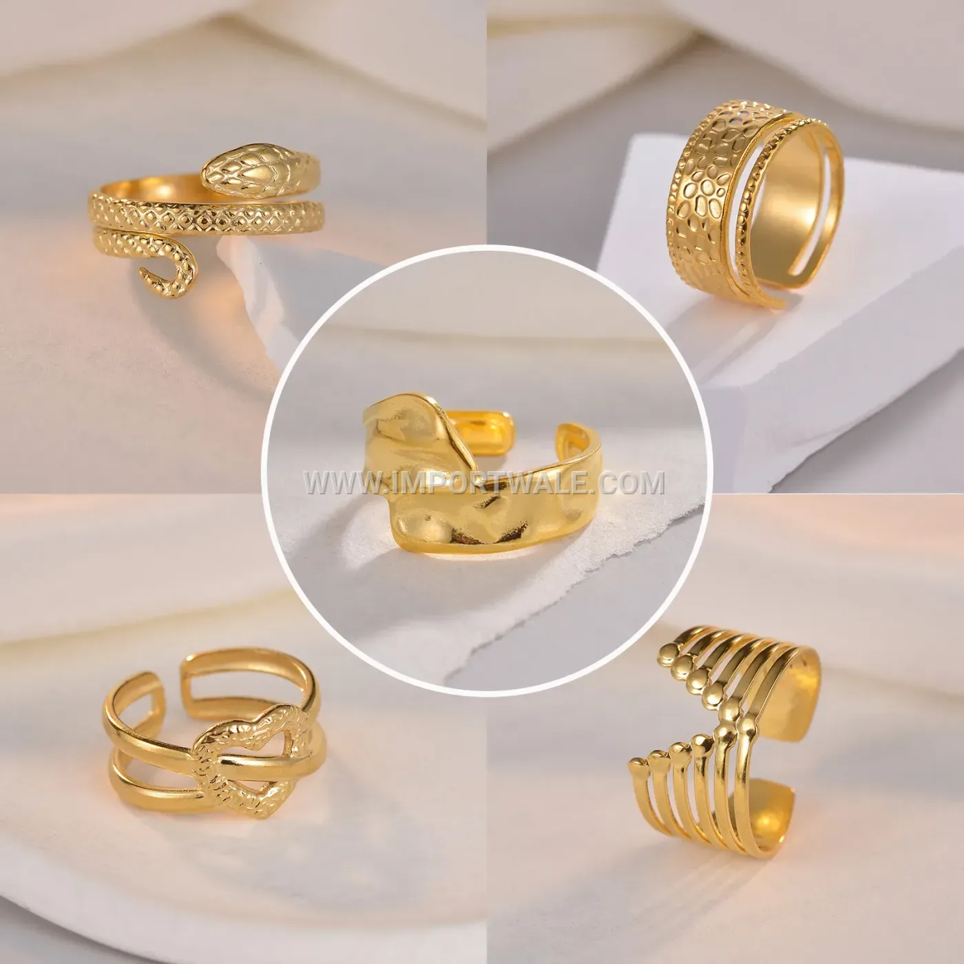 Adjustable Open Stainless Steel Geometric Couple Ring