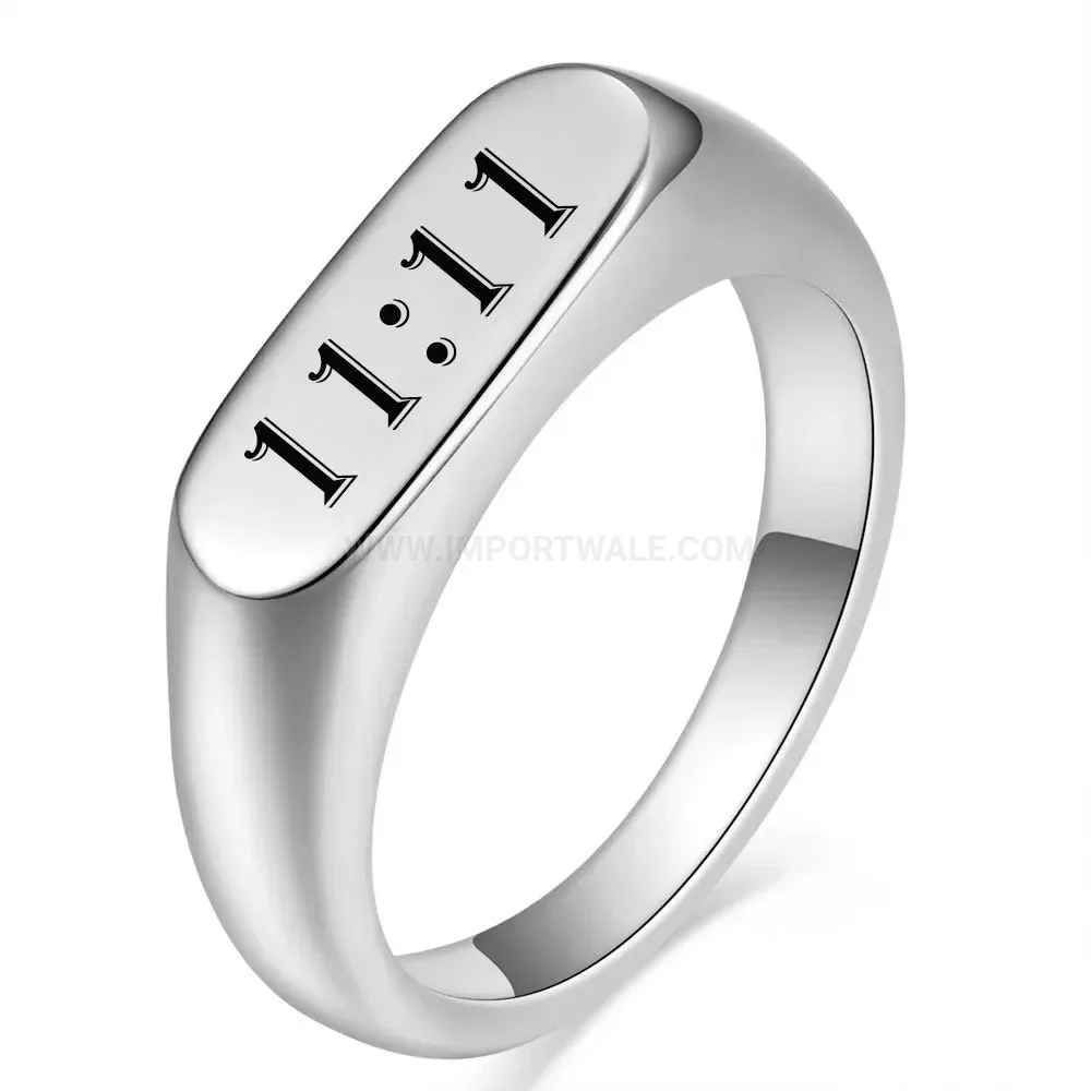 Fashion Engraved Oval Stainless Steel Signet Ring
