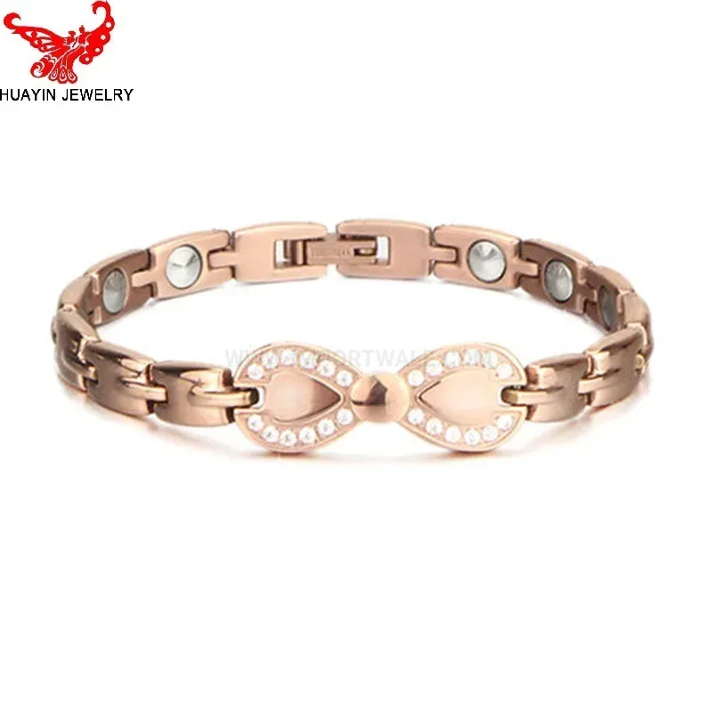 Modern Titanium Bow Link Bio Magnetic Bracelet with Germanium Elements