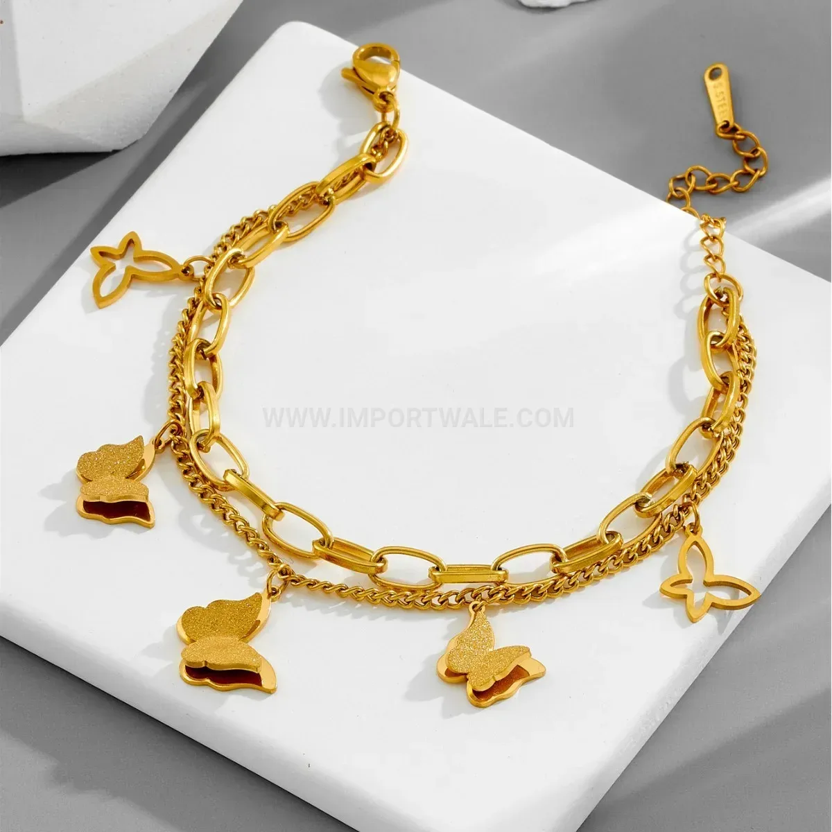 Chic Double-Layer Titanium Steel Butterfly Bracelet