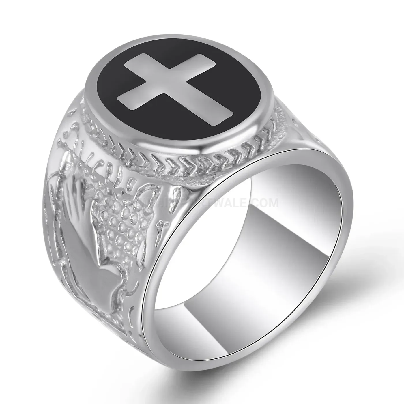 Classic Men's Retro Stainless Steel Cross Signet Ring