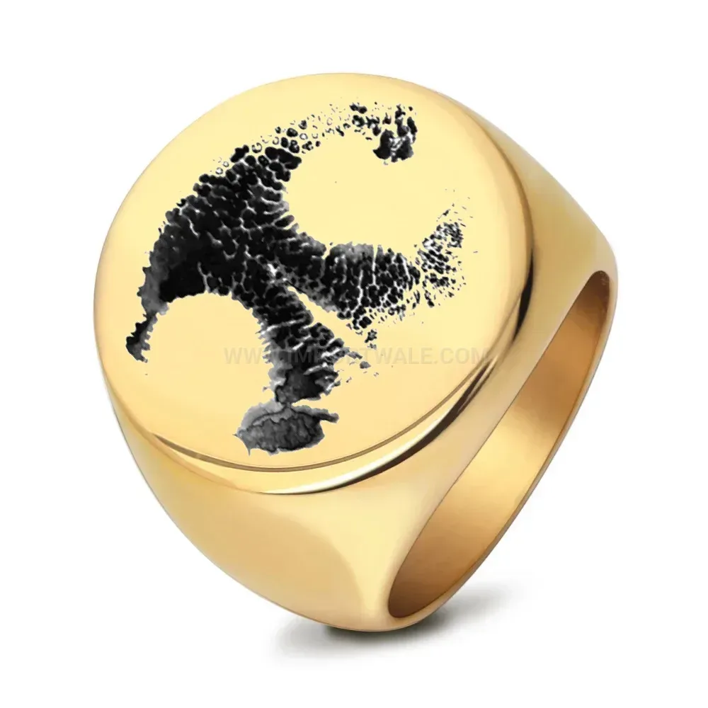 Classic Abstract Laser Engraved Stainless Steel Punk Signet Ring