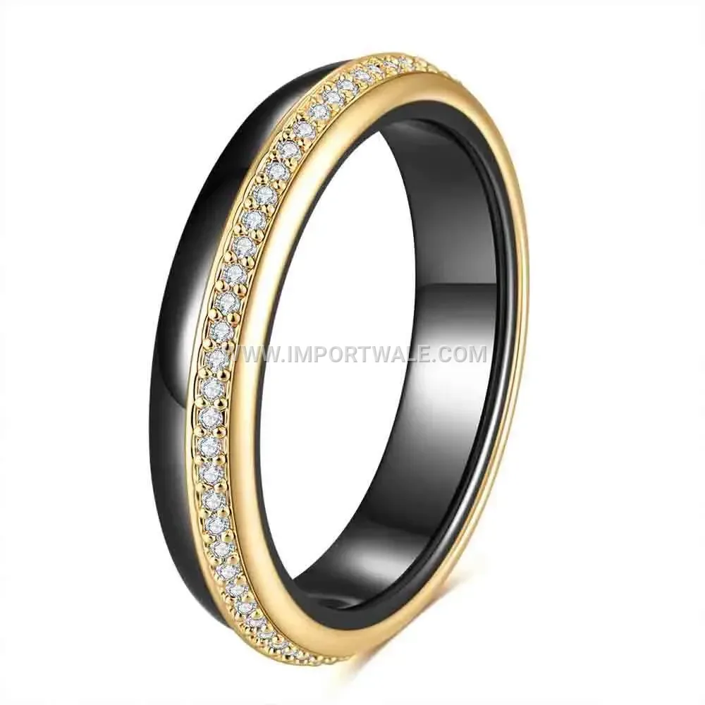 Minimalist 4mm Zircon Micro-Pave Ceramic Band Ring