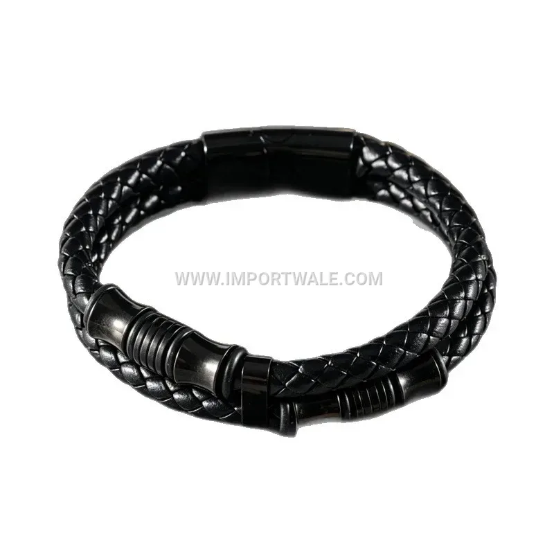 Multi-Layer Braided PU Leather Men's Magnetic Clasp Bracelet