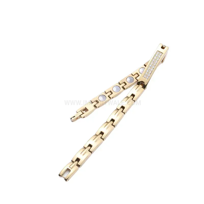Modern Rose Gold Titanium Steel Crystal Magnetic Bio Bracelet