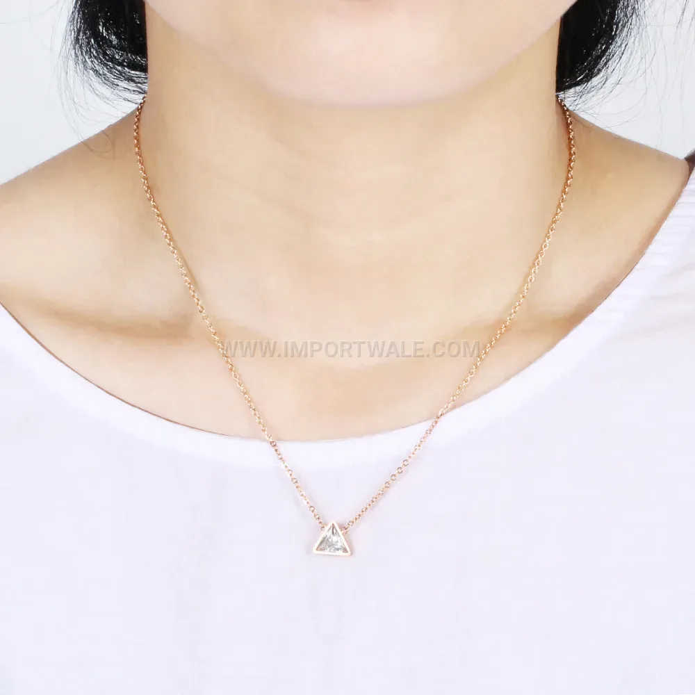 Geometric Triangular Zircon Inlaid Stainless Steel Choker Necklace