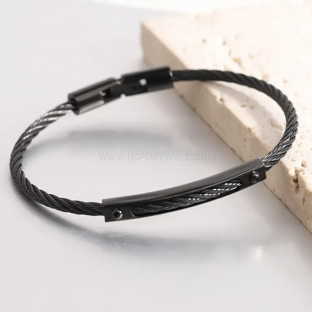 Premium Minimalist Openable Stainless Steel Wire Cable Bar Bangle