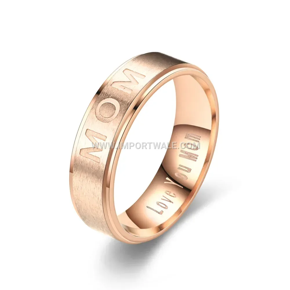Engraved Love You Mom Stainless Steel Band Ring