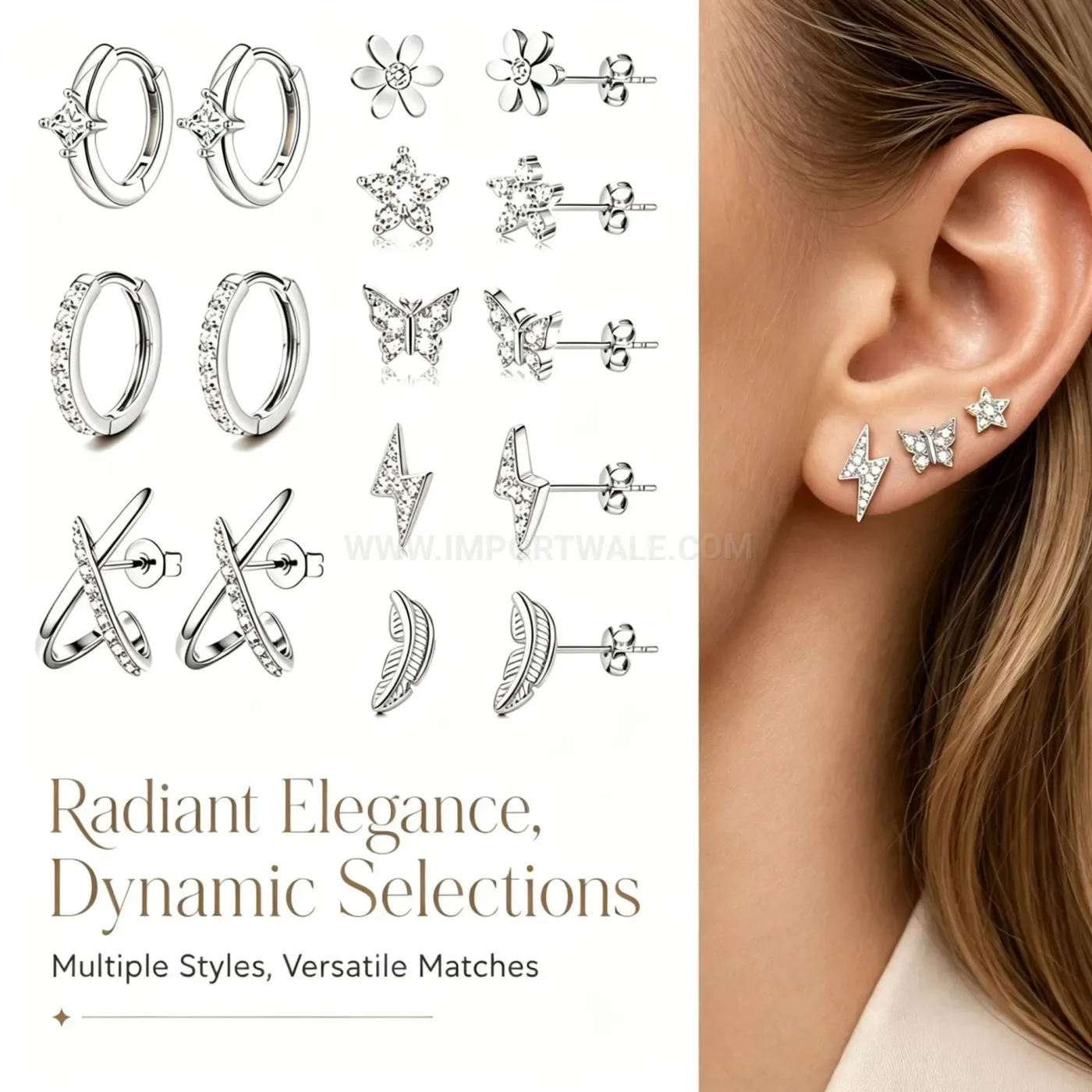 Bold Stainless Steel Geometric Piercing Stud Set