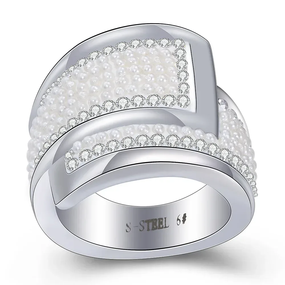 Minimalist Rhinestone Embellished Stainless Steel Ring