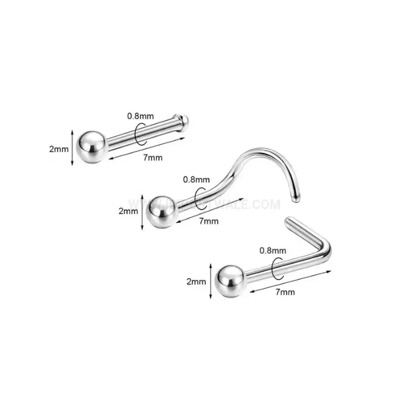 Trendy Minimalist Stainless Steel L-Shaped Nose Ring Piercing
